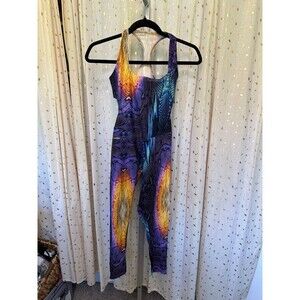 Shama Jade Psychedelic Multi-Color Reptile Compression Bodysuit Jumpsuit S/M
